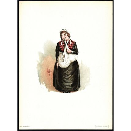 MRS. BARDELL 1889 JOSEPH CLAYTON CLARKE ‘KYD’ Pickwick Papers VICTORIAN CARTOON