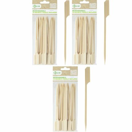 Biodegradable Bamboo Paddle Skewers BBQ Grill Kebab Party Stick Fondue Cocktail