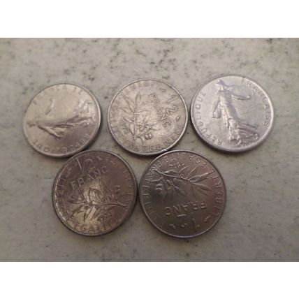 France - 25 differently dated - 1/2 (half) franc coins