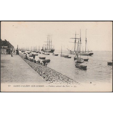 Voiliers Sortant du Port, Saint-Valery-sur-Somme, c.1910 - Lévy CPA LL77