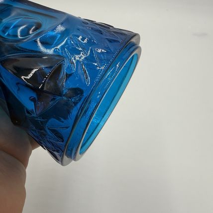 VINTAGE BLUE VIKING GLASS OWL FAIRY LAMP CANDLE HOLDER Top Only