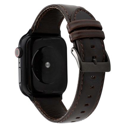 Oil Wax Crazy Horse Texture Genuine Leather Strap, For Apple Watch Series, For A