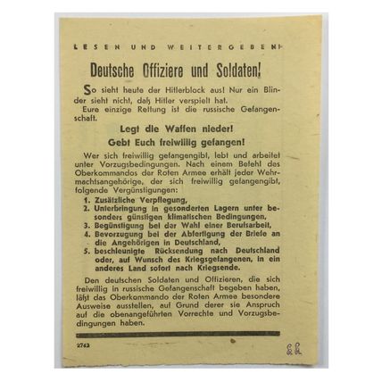 WW2 Russian/Soviet Air Drop Leaflet Illustrated by Boris Efimov. - Code 2742.