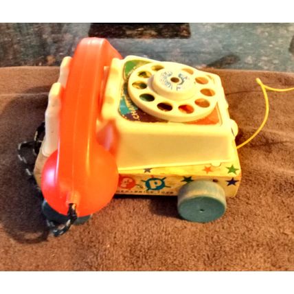 Old Vintage Fisher Price Chatty Telephone # 747 6 1/2" Long Working 1961