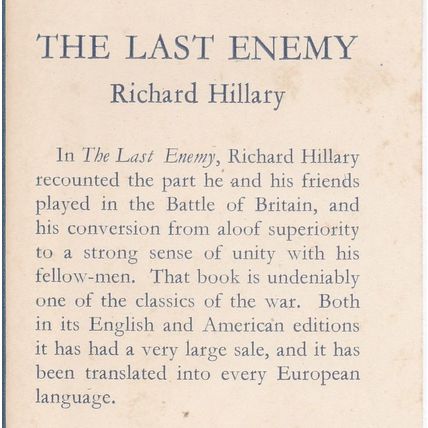 The Last Enemy by Richard Hillary. Ref: B6158