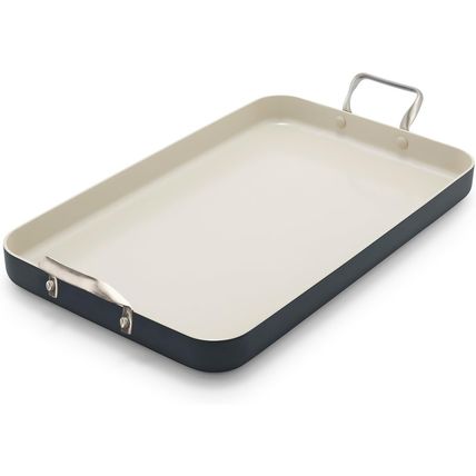 Greenpan 18" X 11" Double Burner Griddle Pan, Hard Anodized Healthy Ceramic Nons
