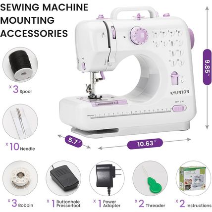 Sewing Machine for Beginners, Mini Sewing Machine with 12 Built-In Stitches, Kid