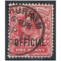 1902 O21 1d Scarlet Inland Revenue Official Fine Used .