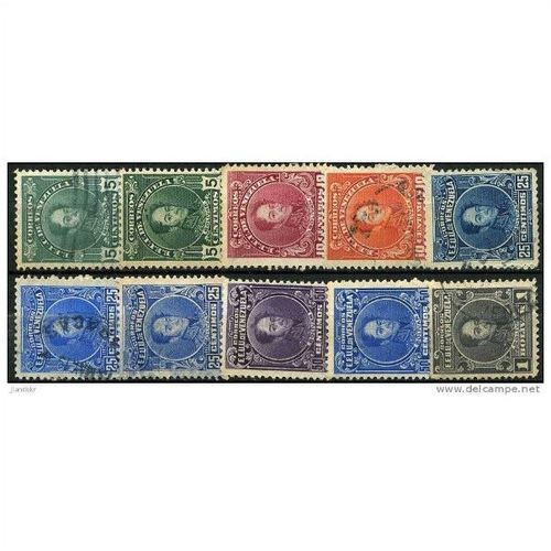 1915/1923 10 different values - fine used (o) - included a, b and c numbers