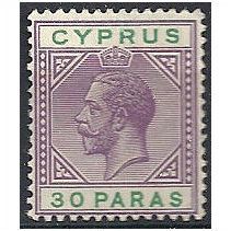 Cyprus 1913 SG76 30 Paras Violet & Green Mounted Mint ..