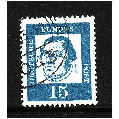 GERMANY 1961 FAMOUS GERMANS SG B 198 15pf BLUE FINE USED#3