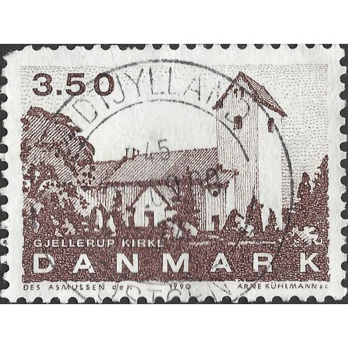 DENMARK, Gjellerup Church, violet-brown 1990, 3.50Kr