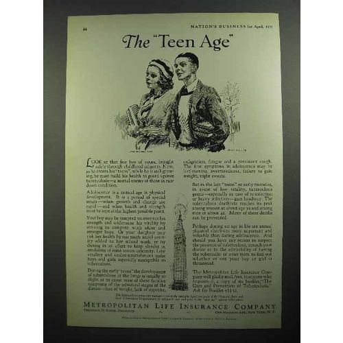 1931 Metropolitan Life Insurance Ad - The Teen Age