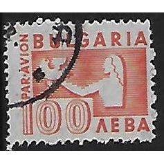 Mi 545: 100 L. vermilion Airmail Definitive Stamp: Woman Holding a Bird.