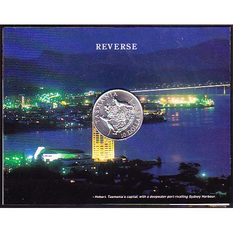 1991 Australia $10 Silver Uncirculated Coin Tasmania
