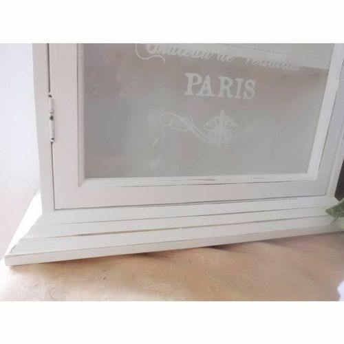 Hängeschrank ROI DE FRANCAIS 54x39cm weiß shabby chic Holz Wandschrank Glastür