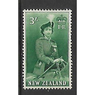 NEW ZEALAND 1954 3s BLUISH GREEN QEII SG 734 M / MINT
