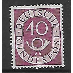 GERMANY REPUBLIC 1951 NUMERAL AND POSTHORN 40pf PURPLE SG 1055 M / MINT