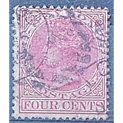 Ceylon 1884 SG149 4c Rose Wmk Crown CA Good+ Used ..
