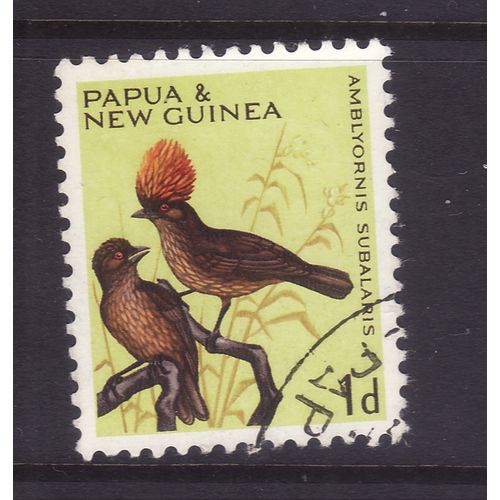 PAPUA NEW GUINEA 1964 1d STRIPED GARDENER BOWER BIRD SG 61 FINE USED