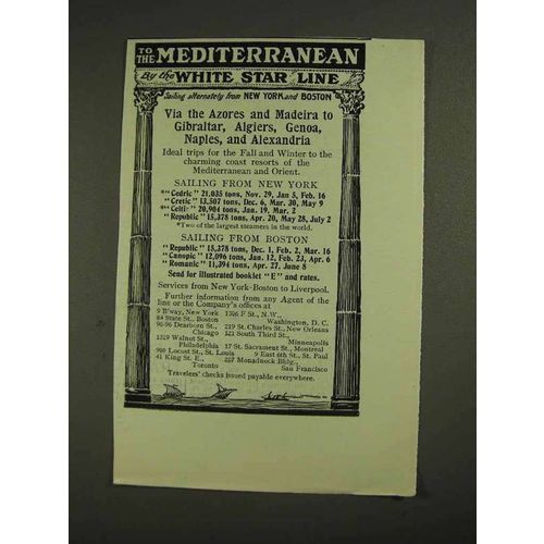 1906 White Star Line Ad - To the Mediterranean