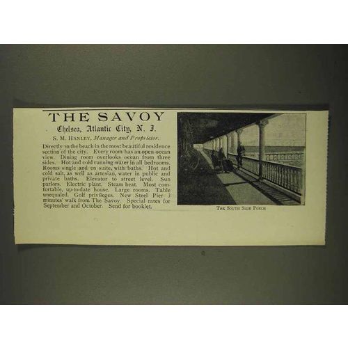 1906 The Savoy Hotel Ad - Chelsea, Atlantic City