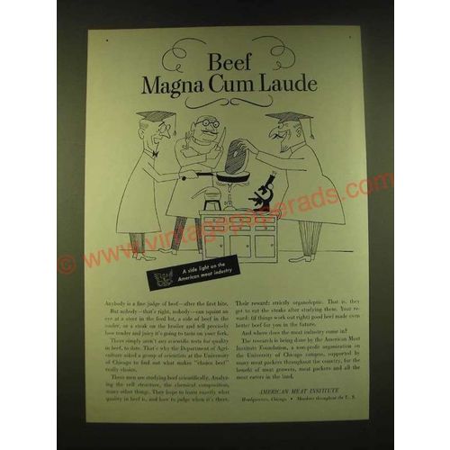 1951 American Meat Institute Ad - Beef Magna Cum Laude