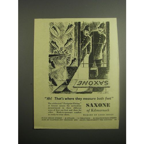 1948 Saxone Shoes Ad - Cartoon by Anton - Ah! That's where they measure