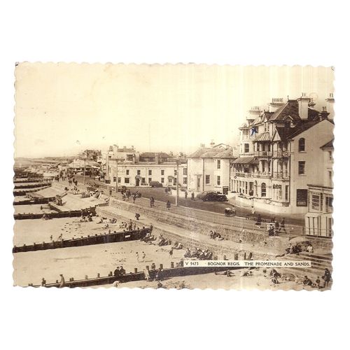 THE PROMENADE & SANDS, BOGNOR-REGIS, SUSSEX used postcard 1959 pm =
