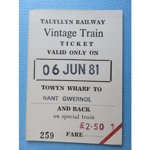 Talyllyn Railway Vintage Train 1981 Ticket #2