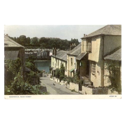 BODINNICK, nr. FOWEY, CORNWALL vintage used postcard. 1957 postmark =