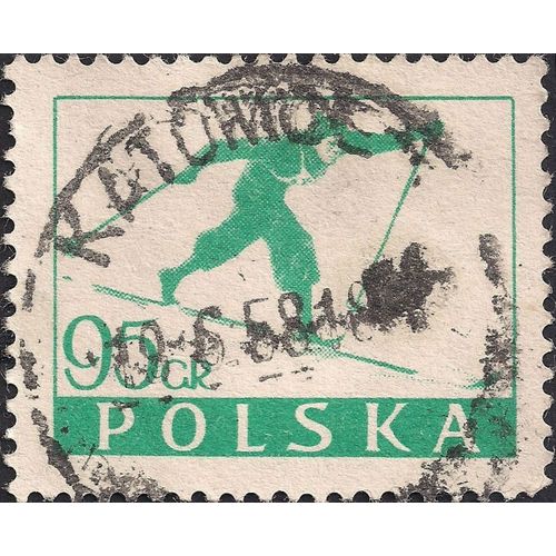 POLAND, Cross Country Skiing, green 1953, 95 Gr