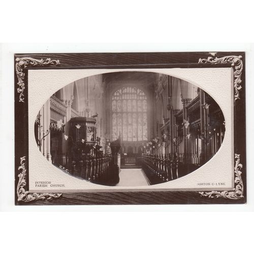 Parish Church Interior Ashton-under-Lyne Postcard 1911 Lancashire