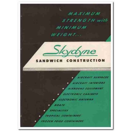 Skydyne Inc 1945 vintage wood catalog sandwich construction aircraft