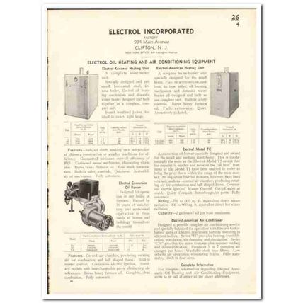Electrol Inc 1935 vintage heating catalog air conditioning equipment
