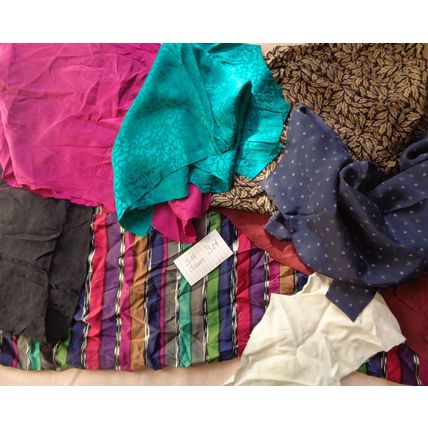 S14 100% Silk Scrap Fabric Lot Material Reclaimed clothing over 3 oz Crafting