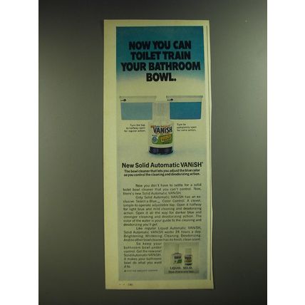 1974 Solid Automatic Vanish Bowl Cleaner Ad - Now you can toilet train