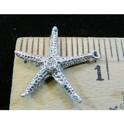 VINTAGE STERLING SILVER 5 STARFISH LOT 3D PENDANT CHARMS SEA OCEAN COAST