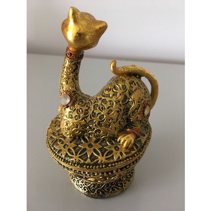 TRINKET BOX - GOLD JEWELLED CAT