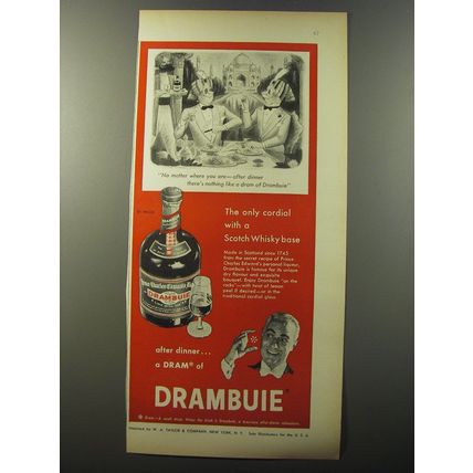 1953 Drambuie Liqueur Ad - No matter where you are - India