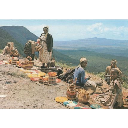 Mombasa Basket Sellers On Escarpment African Postcard