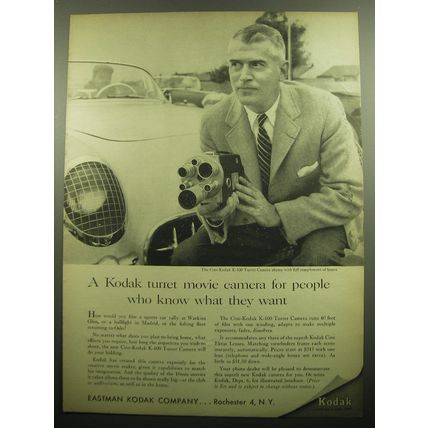 1957 Kodak Cine-Kodak K-100 Turret Camera Advertisement