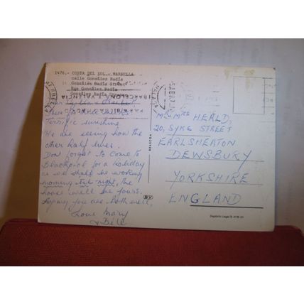 GONZALEZ BADIA STREET, COSTA DEL SOL, MARBELLA used postcard 1973 pm #