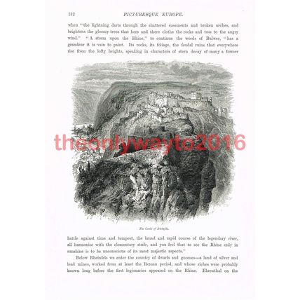 Castle of Rheinfelz, Germany, Book Illustration (Print) c1875