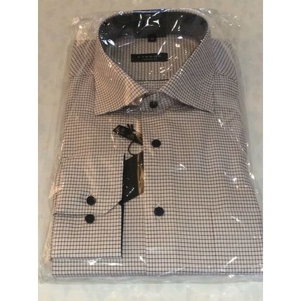 Eterna Mens Checkered Non Iron Comfort Fit Shirt Size 39 15 1/2 RRP £59.99