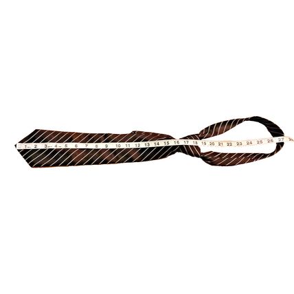 Jones New York Men's 100% Imported Silk Brown White Broad Pinstriped Neck Tie