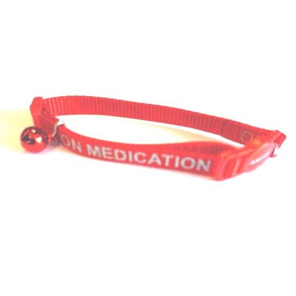 ON MEDICATION REFLECTIVE RED ANCOL SAFETY RELEASE CLIP CAT COLLAR AND BELL