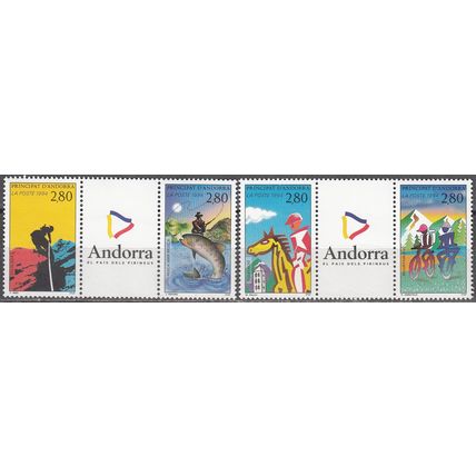 Andorre Français 1994 Michel 468 - 471 Neuf ** Cote (2008) 6.80 € Tourisme sport