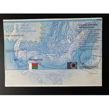 Madagascar UPU L'eau source de vie Water COUPON-REPONSE IRC IAS CRI oblitéré