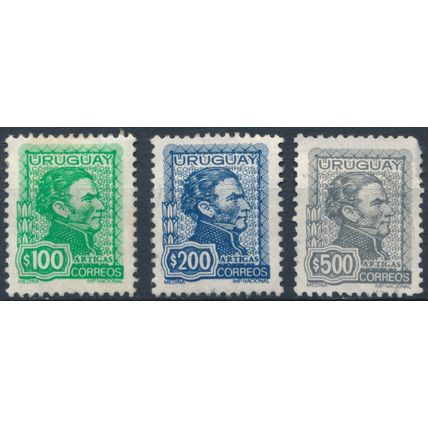 General Jose Artigas: 3 Val - Uruguay 1972 - F H & NM H - MiNr 1270, 1272 & 1274